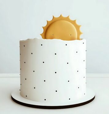 Minimalist Sun-Themed Cake with Polka Dot Design